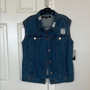 Ashley Mason Distressed Denim Vest